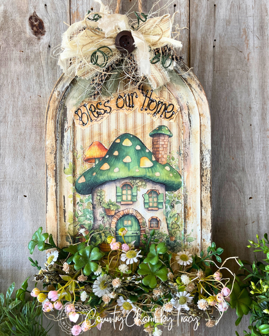 ☘️ Lucky Cottage "Bless Our Home" Wall Hanging or Shelf Sitter