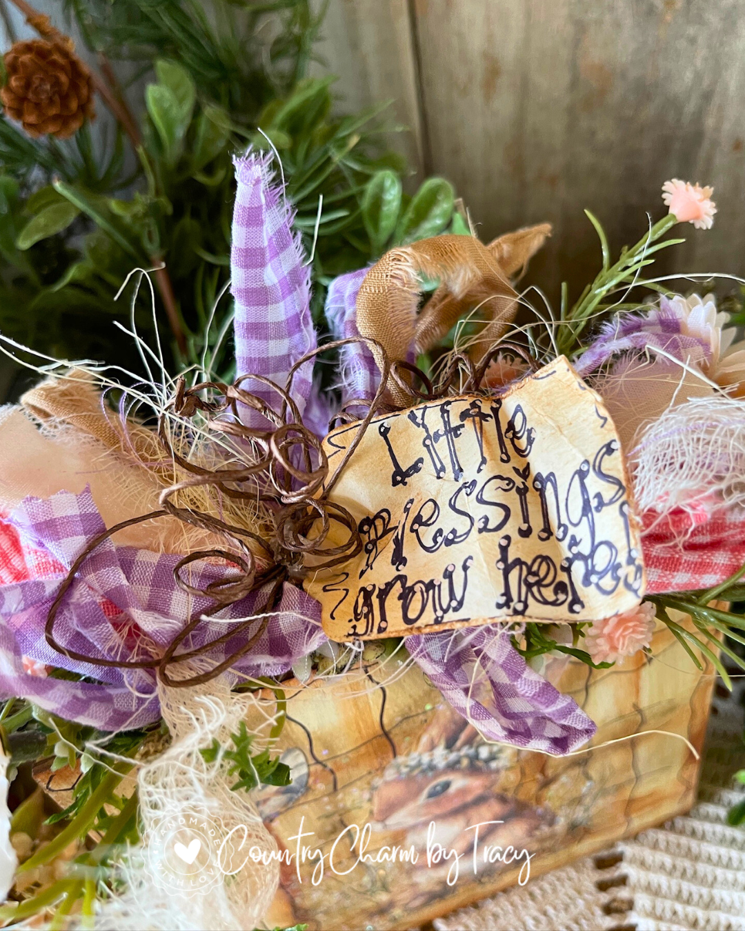 Little Blessings Grow Here Bunny Block Shelf Sitter #6 – FREE SHIPPING