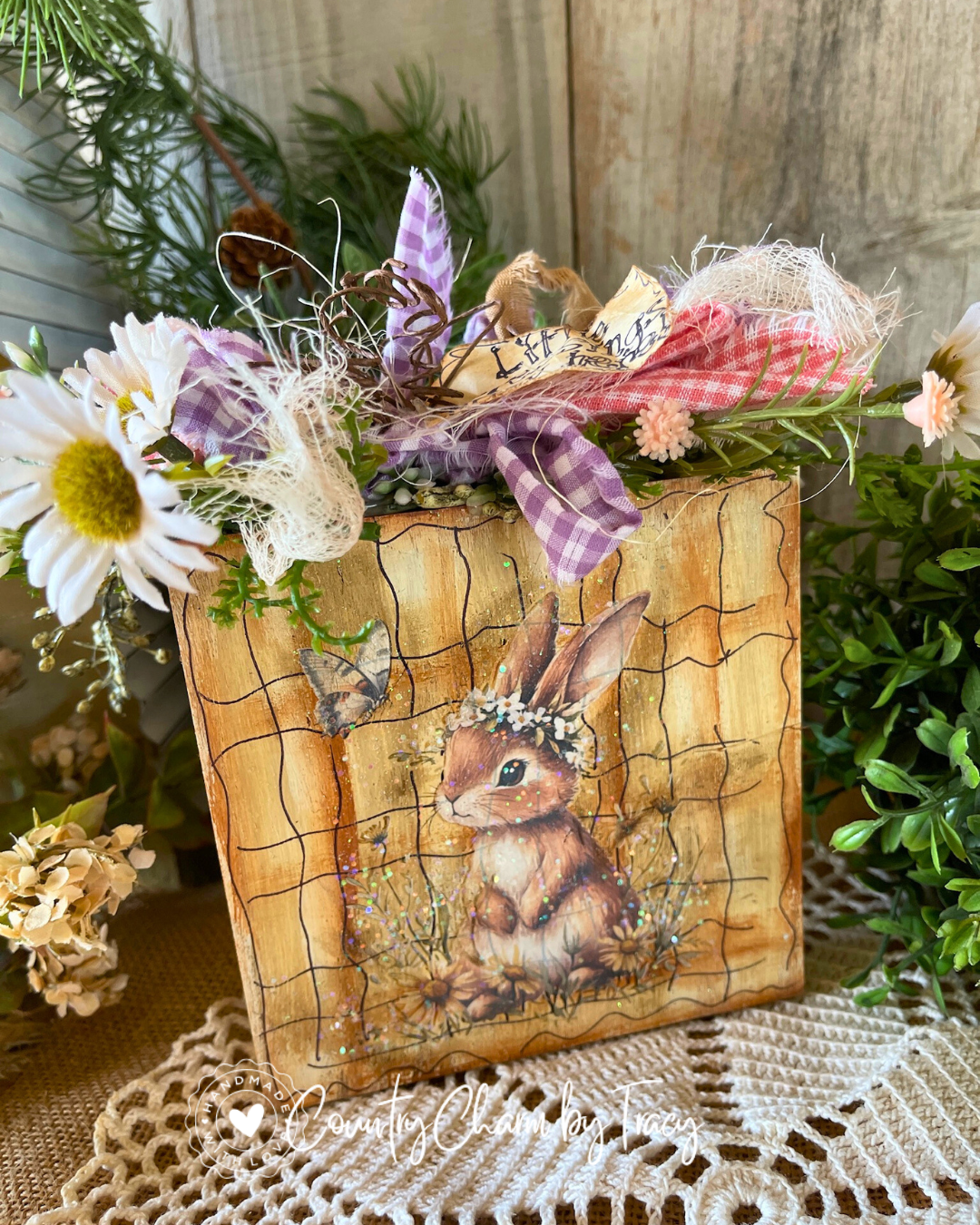 Little Blessings Grow Here Bunny Block Shelf Sitter #6 – FREE SHIPPING