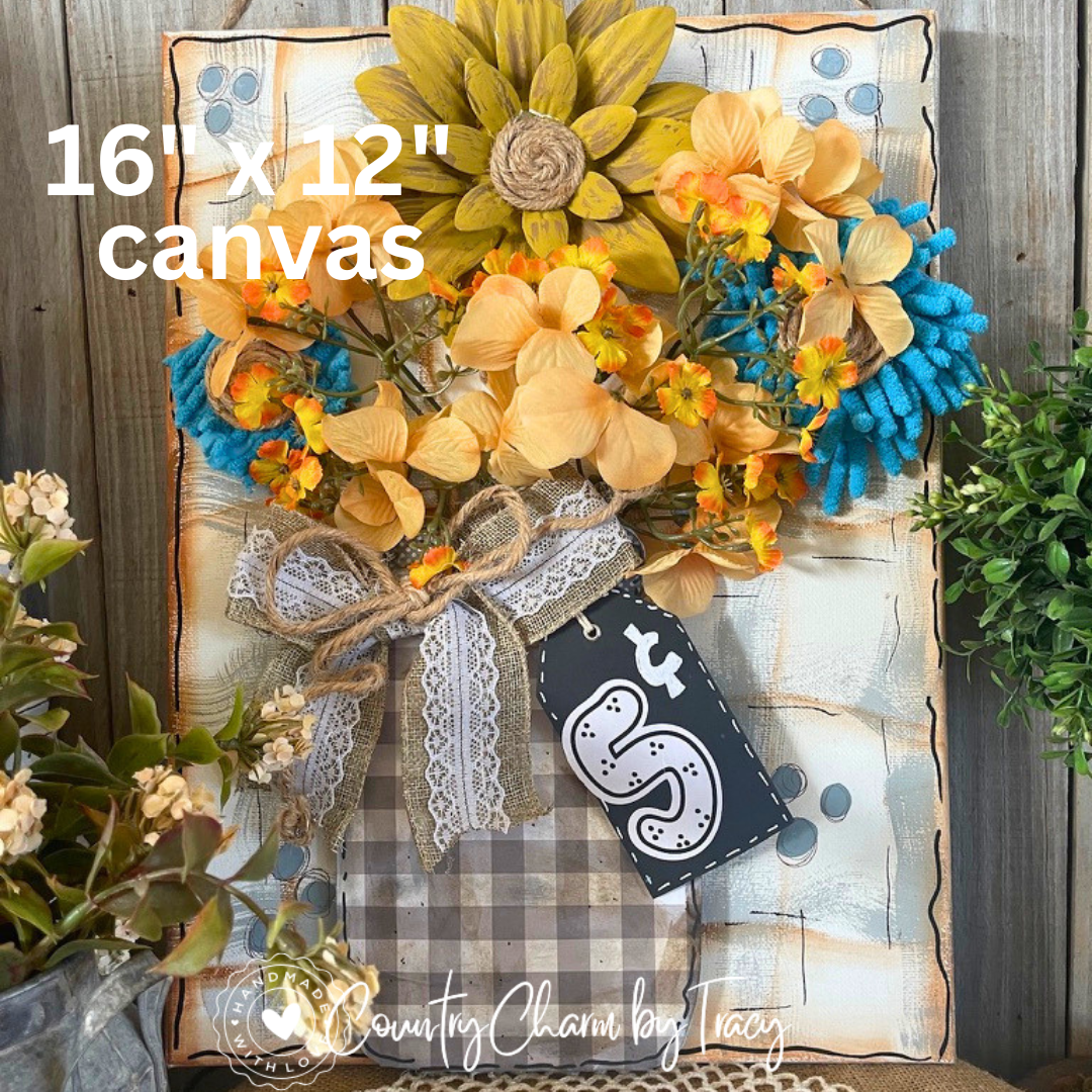 Spring Mason Jar Floral Canvas – Shelf Sitter or Hanger