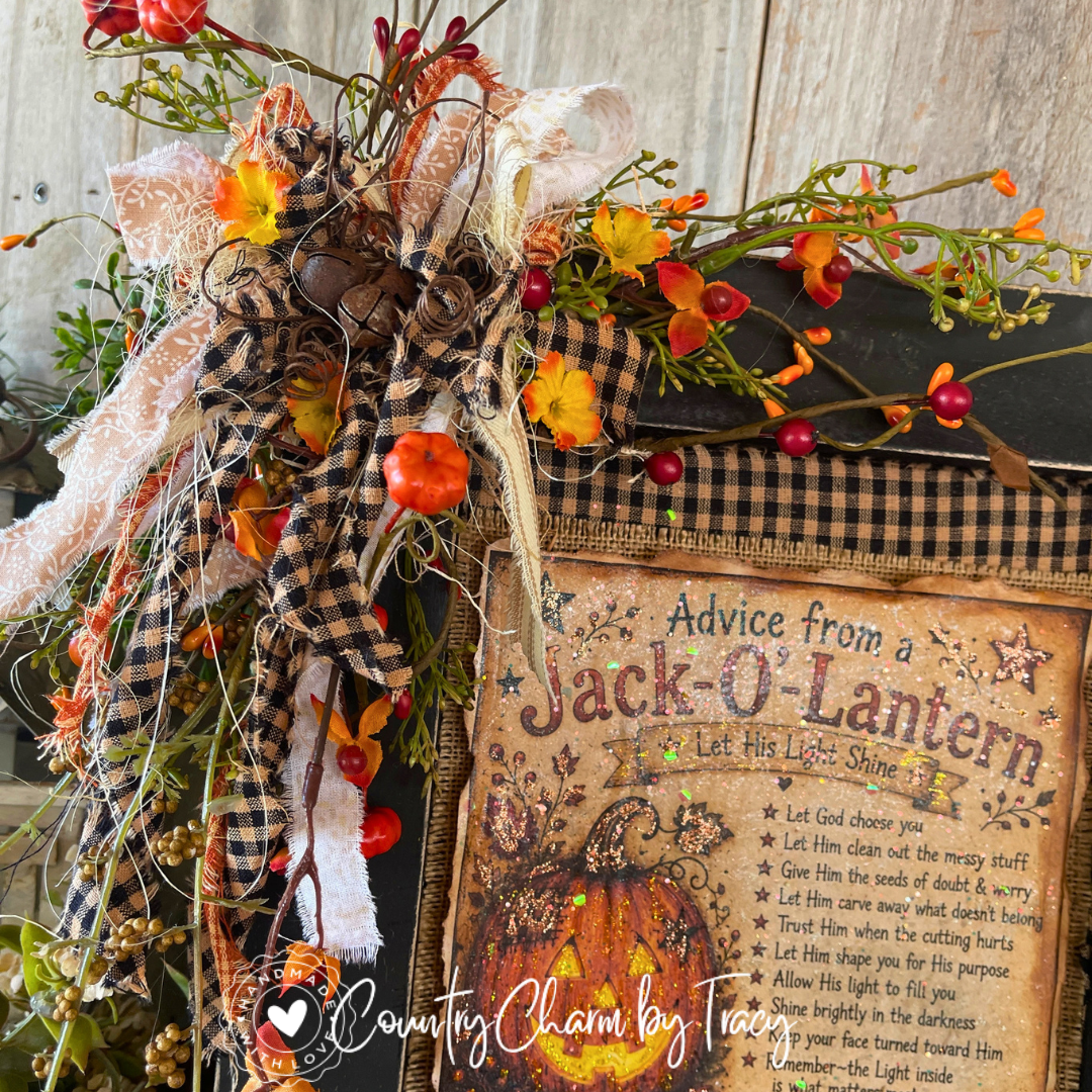 Primitive Country Advice from a Jack-O-Lantern Hand-Painted Fall Wood Sign