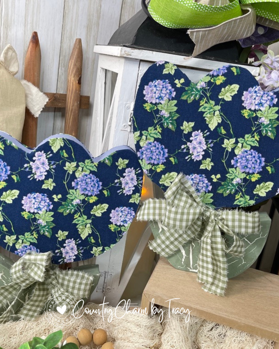 Lavender Bunny and Tulip Set of 3 –  Coordinating Set - Home Decor