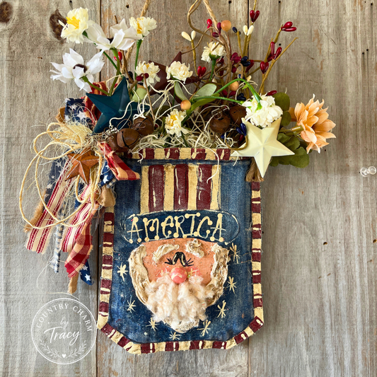Uncle Sam Denim Pocket Decor Hanger - "America" Brim