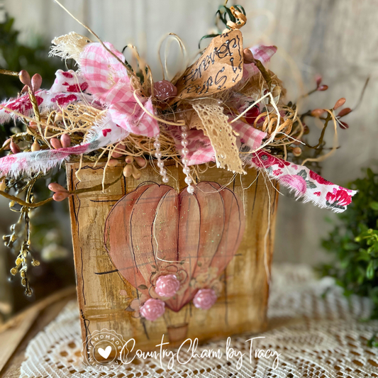 “Forever Yours” Hot Air Balloon Decor Block – 5x5