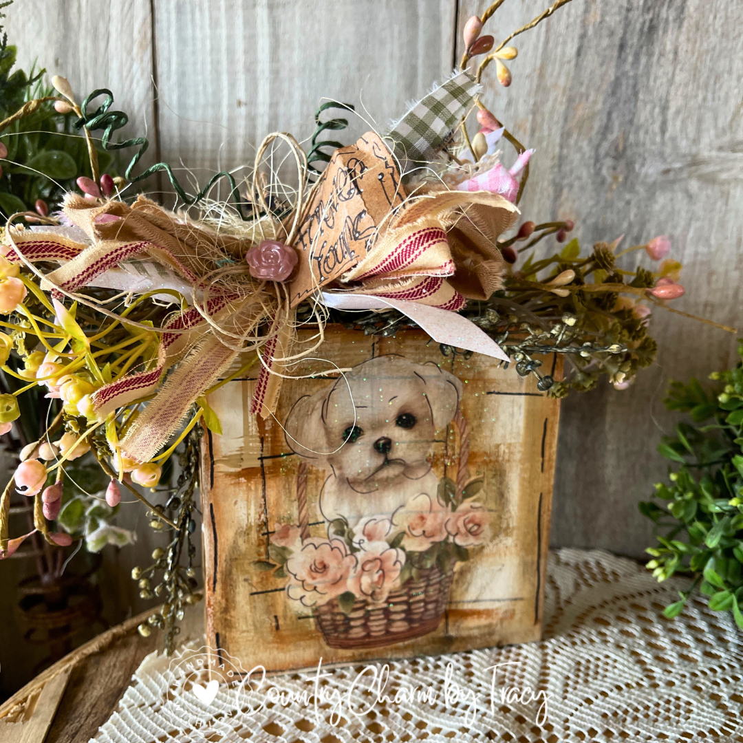 “Forever Yours” Puppy Decor Block – 5x5