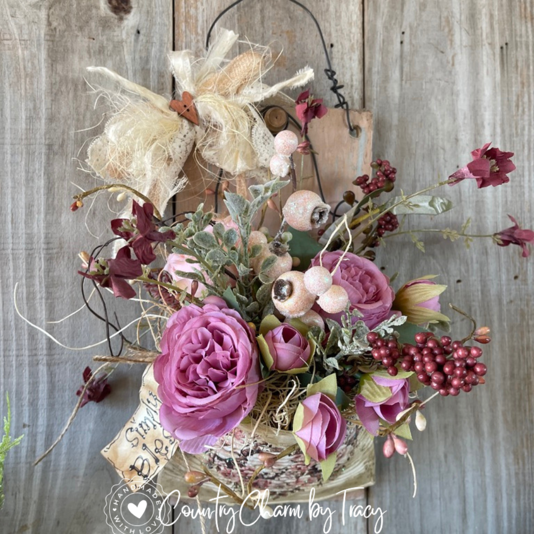 🌸 Vintage Floral Smashed Can Rustic Board Hanger