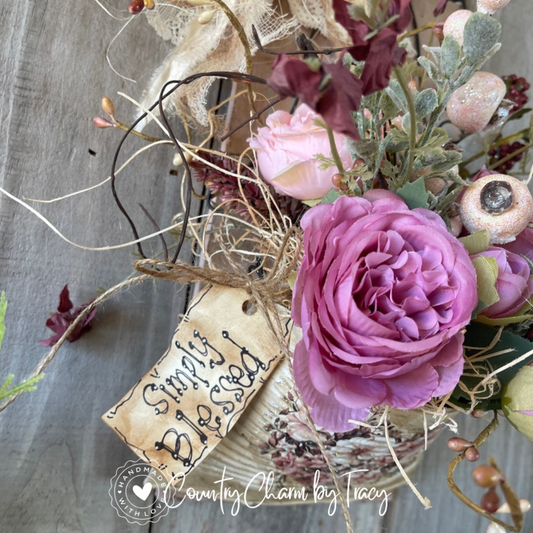 🌸 Vintage Floral Smashed Can Rustic Board Hanger