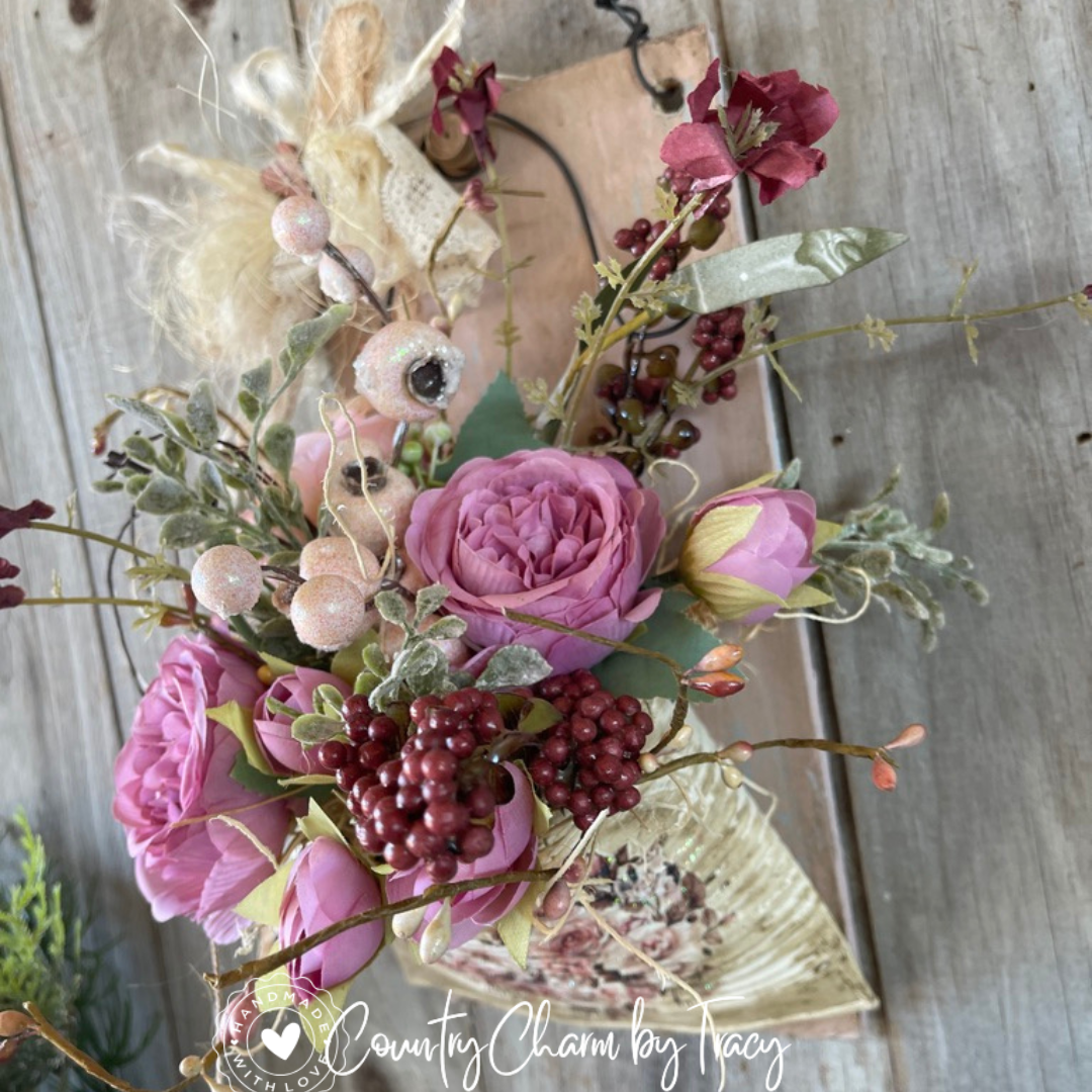 🌸 Vintage Floral Smashed Can Rustic Board Hanger