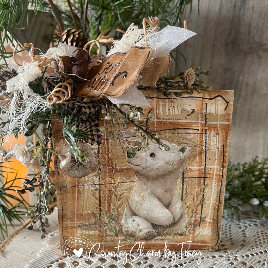 COZY WINTER Polar Bear Décor Block – 5x5