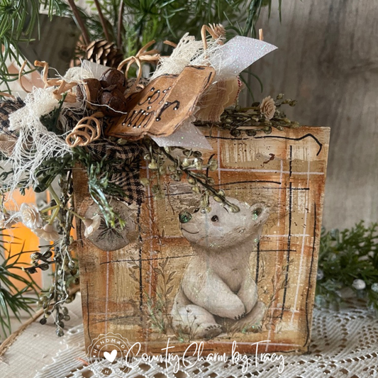 COZY WINTER Polar Bear Décor Block – 5x5