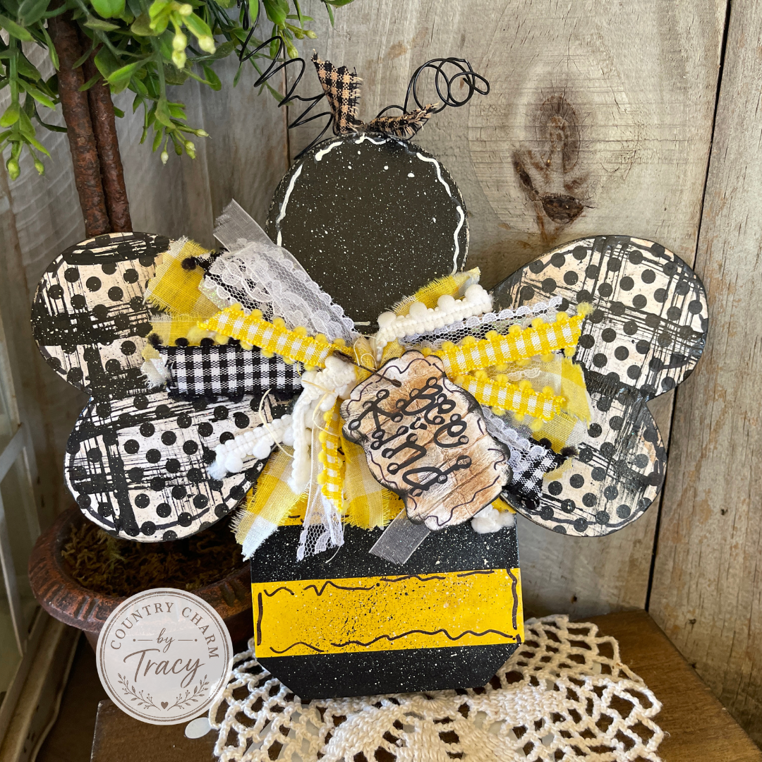 BEE Bundle Set of 4 - Wood Bee - Hives - Smashed Can Set